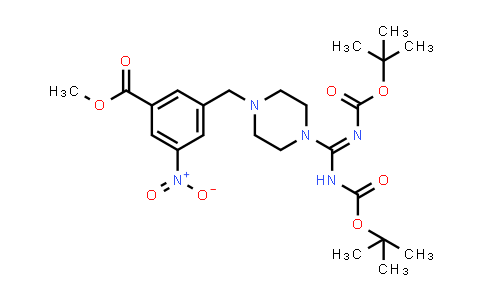 CAS No. 1379574-07-8, Benzoic acid, 3-[[4-[[[(1,1-dimethylethoxy)carbonyl]amino][[(1,1-dimethylethoxy)carbonyl]imino]methyl]-1-piperazinyl]methyl]-5-nitro-, methyl ester