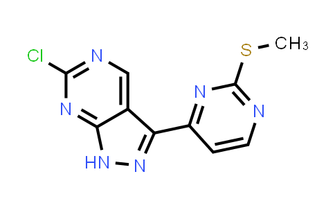 CAS No. 1386398-83-9, 6-Chloro-3-(2-(methylthio)pyrimidin-4-yl)-1H-pyrazolo[3,4-d]pyrimidine