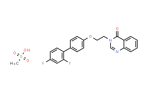 CAS No. 139055-77-9, 4(3H)-Quinazolinone, 3-[2-[(2',4'-difluoro[1,1'-biphenyl]-4-yl)oxy]ethyl]-, monomethanesulfonate