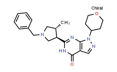 CAS No. 1390646-07-7, 4H-Pyrazolo[3,4-d]pyrimidin-4-one, 1,5-dihydro-6-[(3R,4R)-4-methyl-1-(phenylmethyl)-3-pyrrolidinyl]-1-(tetrahydro-2H-pyran-4-yl)-
