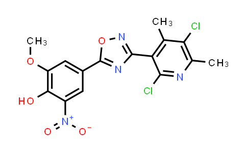 CAS No. 1391712-50-7, 4-[3-(2,5-Dichloro-4,6-dimethyl-3-pyridinyl)-1,2,4-oxadiazol-5-yl]-2-methoxy-6-nitrophenol
