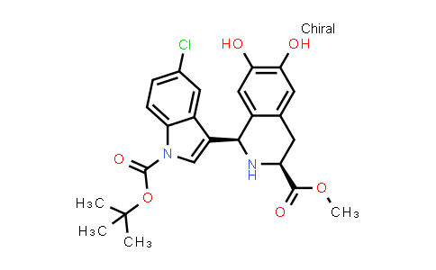 CAS No. 1395347-28-0, methyl (1R,3S)-1-(1-(tert-butoxycarbonyl)-5-chloro-1H-indol-3-yl)-6,7-dihydroxy-1,2,3,4-tetrahydroisoquinoline-3-carboxylate