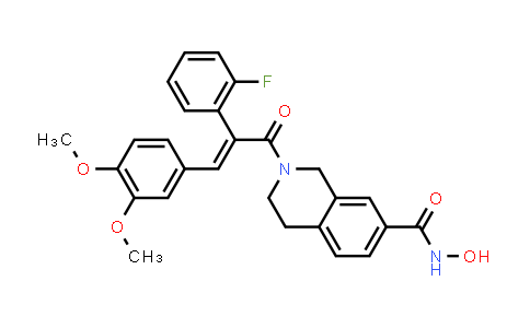CAS No. 1397218-79-9, 7-Isoquinolinecarboxamide, 2-[3-(3,4-dimethoxyphenyl)-2-(2-fluorophenyl)-1-oxo-2-propen-1-yl]-1,2,3,4-tetrahydro-N-hydroxy-