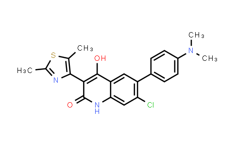 CAS No. 1398330-29-4, 2(1H)-Quinolinone, 7-chloro-6-[4-(dimethylamino)phenyl]-3-(2,5-dimethyl-4-thiazolyl)-4-hydroxy-