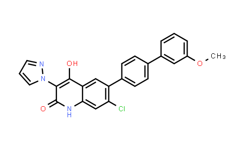 CAS No. 1398330-42-1, 2(1H)-Quinolinone, 7-chloro-4-hydroxy-6-(3'-methoxy[1,1'-biphenyl]-4-yl)-3-(1H-pyrazol-1-yl)-