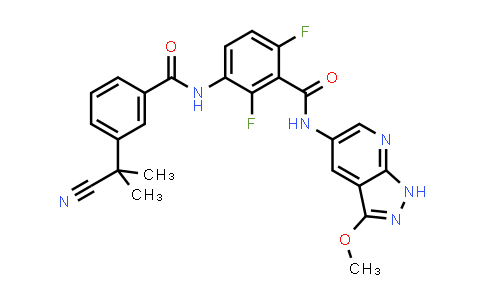 CAS No. 1400279-74-4, Benzamide, 3-[[3-(1-cyano-1-methylethyl)benzoyl]amino]-2,6-difluoro-N-(3-methoxy-1H-pyrazolo[3,4-b]pyridin-5-yl)-