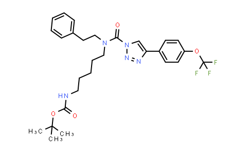 CAS No. 1402612-61-6, Carbamic acid, N-[5-[(2-phenylethyl)[[4-[4-(trifluoromethoxy)phenyl]-1H-1,2,3-triazol-1-yl]carbonyl]amino]pentyl]-, 1,1-dimethylethyl ester