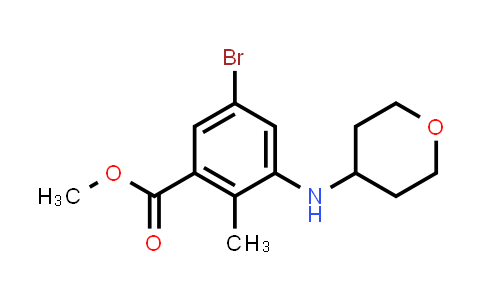 CAS No. 1403257-49-7, Methyl 5-bromo-2-methyl-3-((tetrahydro-2H-pyran-4-yl)amino)benzoate