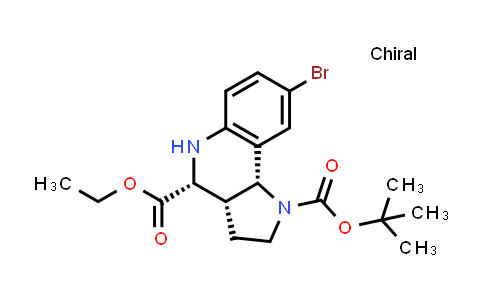 CAS No. 1403605-06-0, 1-(tert-Butyl) 4-ethyl (3aR,4R,9bR)-8-bromo-2,3,3a,4,5,9b-hexahydro-1H-pyrrolo[3,2-c]quinoline-1,4-dicarboxylate