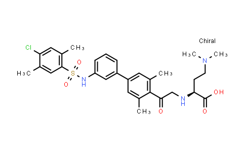 CAS No. 1403762-22-0, Butanoic acid, 2-[[[3'-[[(4-chloro-2,5-dimethylphenyl)sulfonyl]amino]-3,5-dimethyl[1,1'-biphenyl]-4-yl]carbonyl]methylamino]-4-(dimethylamino)-, (2S)-
