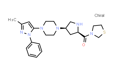 CAS No. 1404559-17-6, ((2R,4R)-4-(4-(3-Methyl-1-phenyl-1H-pyrazol-5-yl)piperazin-1-yl)pyrrolidin-2-yl)(thiazolidin-3-yl)methanone