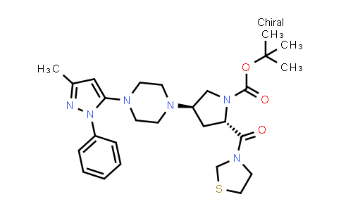 CAS No. 1404559-22-3, tert-Butyl (2S,4R)-4-(4-(3-methyl-1-phenyl-1H-pyrazol-5-yl)piperazin-1-yl)-2-(thiazolidine-3-carbonyl)pyrrolidine-1-carboxylate