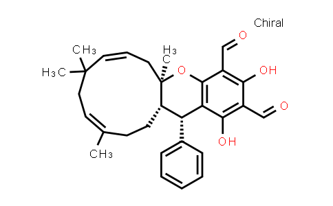 CAS No. 1411629-26-9, rel-(5aR,7E,11E,14aS,15S)-5a,6,9,10,13,14,14a,15-Octahydro-1,3-dihydroxy-5a,9,9,12-tetramethyl-15-phenylbenzo[b]cycloundeca[e]pyran-2,4-dicarboxaldehyde