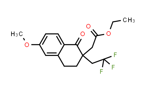 CAS No. 1414798-30-3, Ethyl 2-(6-methoxy-1-oxo-2-(2,2,2-trifluoroethyl)-1,2,3,4-tetrahydronaphthalen-2-yl)acetate