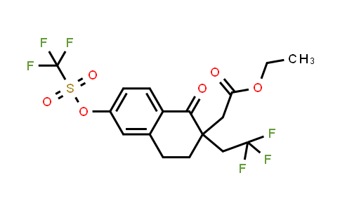 CAS No. 1414798-34-7, Ethyl 2-(1-oxo-2-(2,2,2-trifluoroethyl)-6-(((trifluoromethyl)sulfonyl)oxy)-1,2,3,4-tetrahydronaphthalen-2-yl)acetate