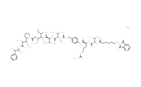 CAS No. 1415328-92-5, 4-((S)-2-((S)-2-(6-((1,3-dioxoisoindolin-2-yl)oxy)hexanamido)-3-methylbutanamido)-5-ureidopentanamido)benzyl ((S)-1-(((S)-1-(((3R,4S,5S)-1-((S)-2-((1R,2R)-3-(((1S,2R)-1-hydroxy-1-phenylpropan-2-yl)amino)-1-methoxy-2-methyl-3-oxopropyl)pyrrolidin-1-yl)-3-methoxy-5-methyl-1-oxoheptan-4-yl)(methyl)amino)-3-methyl-1-oxobutan-2-yl)amino)-3-methyl-1-oxobutan-2-yl)(methyl)carbamate
