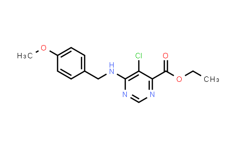 CAS No. 1415562-75-2, Ethyl 5-chloro-6-((4-methoxybenzyl)amino)pyrimidine-4-carboxylate