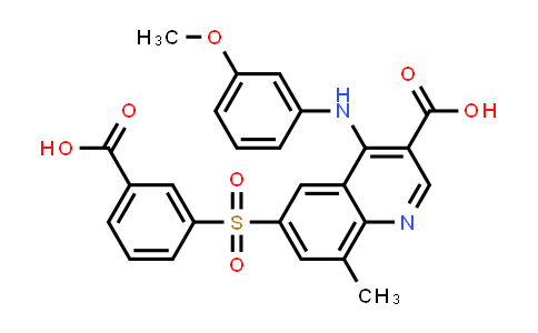 CAS No. 1415562-87-6, 6-(3-Carboxyphenylsulfonyl)-4-(3-methoxyphenylamino)-8-methylquinoline-3-carboxylic acid
