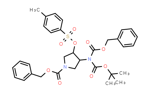 CAS No. 1415564-90-7, Benzyl 3-((benzyloxycarbonyl)(tert-butoxycarbonyl)amino)-4-(tosyloxy)pyrrolidine-1-carboxylate