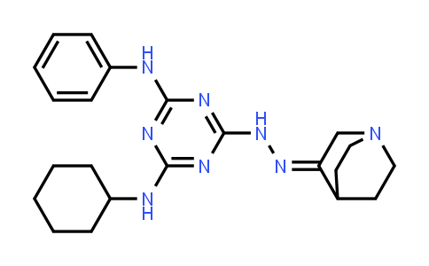 CAS No. 1415565-89-7, (Z)-N2-cyclohexyl-N4-phenyl-6-(2-(quinuclidin-3-ylidene)hydrazinyl)-1,3,5-triazine-2,4-diamine