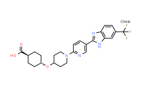 CAS No. 1415571-46-8, Cyclohexanecarboxylic acid, 4-[[1-[5-[6-(trifluoromethyl)-1H-benzimidazol-2-yl]-2-pyridinyl]-4-piperidinyl]oxy]-, trans-