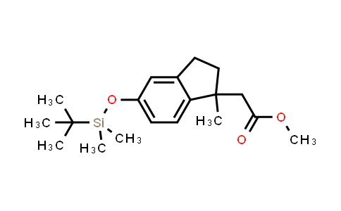 CAS No. 1415611-08-3, 1H-Indene-1-acetic acid, 5-[[(1,1-dimethylethyl)dimethylsilyl]oxy]-2,3-dihydro-1-methyl-, methyl ester