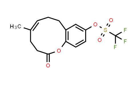 CAS No. 1415612-29-1, Methanesulfonic acid, 1,1,1-trifluoro-, (5E)-3,4,7,8-tetrahydro-5-methyl-2-oxo-2H-1-benzoxecin-10-yl ester