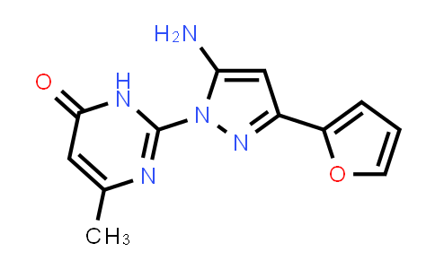 CAS No. 1416340-51-6, 2-[5-Amino-3-(furan-2-yl)-1H-pyrazol-1-yl]-6-methyl-3,4-dihydropyrimidin-4-one