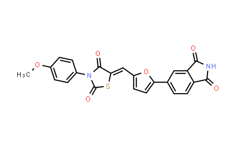 CAS No. 1420071-28-8, 1H-Isoindole-1,3(2H)-dione, 5-[5-[[3-(4-methoxyphenyl)-2,4-dioxo-5-thiazolidinylidene]methyl]-2-furanyl]-