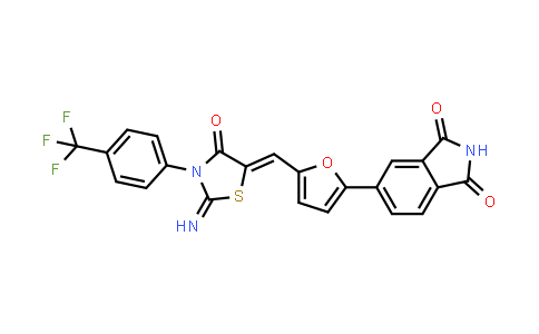 CAS No. 1420071-36-8, 1H-Isoindole-1,3(2H)-dione, 5-[5-[[2-imino-4-oxo-3-[4-(trifluoromethyl)phenyl]-5-thiazolidinylidene]methyl]-2-furanyl]-