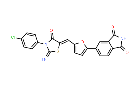 CAS No. 1420071-37-9, 1H-Isoindole-1,3(2H)-dione, 5-[5-[[3-(4-chlorophenyl)-2-imino-4-oxo-5-thiazolidinylidene]methyl]-2-furanyl]-