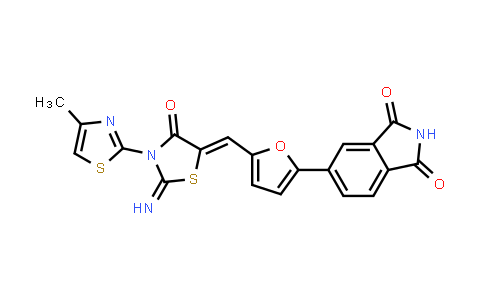 CAS No. 1420071-38-0, 1H-Isoindole-1,3(2H)-dione, 5-[5-[[2-imino-3-(4-methyl-2-thiazolyl)-4-oxo-5-thiazolidinylidene]methyl]-2-furanyl]-