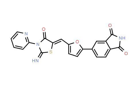 CAS No. 1420071-40-4, 1H-Isoindole-1,3(2H)-dione, 5-[5-[[2-imino-4-oxo-3-(2-pyridinyl)-5-thiazolidinylidene]methyl]-2-furanyl]-