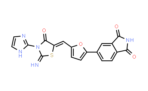 CAS No. 1420071-41-5, 1H-Isoindole-1,3(2H)-dione, 5-[5-[[3-(1H-imidazol-2-yl)-2-imino-4-oxo-5-thiazolidinylidene]methyl]-2-furanyl]-