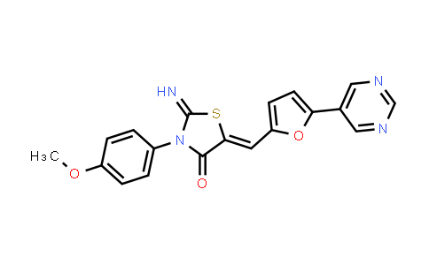 CAS No. 1420071-46-0, 4-Thiazolidinone, 2-imino-3-(4-methoxyphenyl)-5-[[5-(5-pyrimidinyl)-2-furanyl]methylene]-