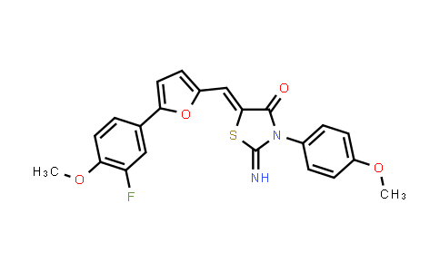 CAS No. 1420071-49-3, 4-Thiazolidinone, 5-[[5-(3-fluoro-4-methoxyphenyl)-2-furanyl]methylene]-2-imino-3-(4-methoxyphenyl)-