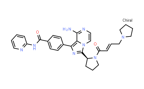 CAS No. 1420477-56-0, Benzamide, 4-[8-amino-3-[(2S)-1-[(2E)-1-oxo-4-(1-pyrrolidinyl)-2-buten-1-yl]-2-pyrrolidinyl]imidazo[1,5-a]pyrazin-1-yl]-N-2-pyridinyl-