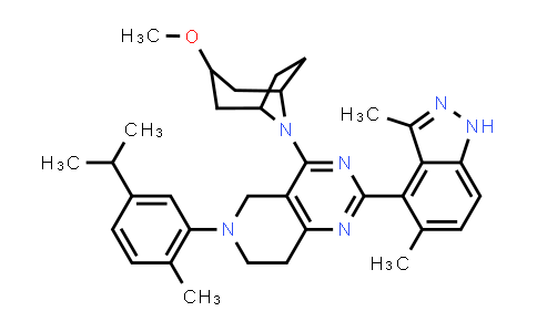 CAS No. 1421249-72-0, 8-[2-(3,5-Dimethyl-1H-indazol-4-yl)-5,6,7,8-tetrahydro-6-[2-methyl-5-(1-methylethyl)phenyl]pyrido[4,3-d]pyrimidin-4-yl]-3-methoxy-8-azabicyclo[3.2.1]octane
