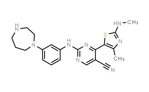 CAS No. 1421340-50-2, 2-{[3-(1,4-Diazepan-1-yl)phenyl]amino}-4-[4-methyl-2-(methylamino)-1,3-thiazol-5-yl]pyrimidine-5-carbonitrile