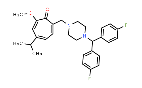 CAS No. 142223-57-2, 2,4,6-Cycloheptatrien-1-one, 7-[[4-[bis(4-fluorophenyl)methyl]-1-piperazinyl]methyl]-2-methoxy-4-(1-methylethyl)-
