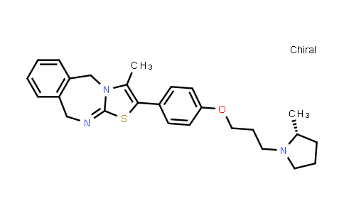 CAS No. 1422264-50-3, Thiazolo[3,2-b][2,4]benzodiazepine, 5,10-dihydro-3-methyl-2-[4-[3-[(2R)-2-methyl-1-pyrrolidinyl]propoxy]phenyl]-