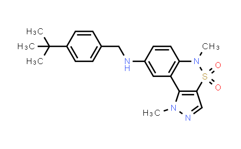 CAS No. 1426683-53-5, Pyrazolo[4,3-c][2,1]benzothiazin-8-amine, N-[[4-(1,1-dimethylethyl)phenyl]methyl]-1,5-dihydro-1,5-dimethyl-, 4,4-dioxide