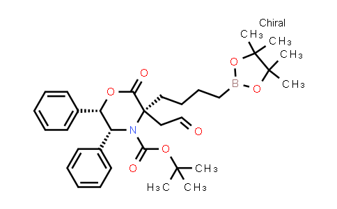 CAS No. 1427043-05-7, 4-Morpholinecarboxylic acid, 2-oxo-3-(2-oxoethyl)-5,6-diphenyl-3-[4-(4,4,5,5-tetramethyl-1,3,2-dioxaborolan-2-yl)butyl]-, 1,1-dimethylethyl ester, (3R,5R,6S)-