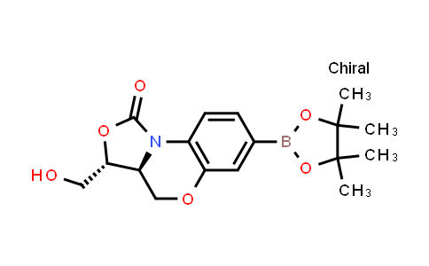 CAS No. 1427171-69-4, (3R,3aS)-3a,4-Dihydro-3-(hydroxymethyl)-7-(4,4,5,5-tetramethyl-1,3,2-dioxaborolan-2-yl)-1H,3H-oxazolo[4,3-c][1,4]benzoxazin-1-one