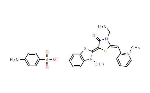 CAS No. 1427450-47-2, 2-((Z)-((E)-3-ethyl-5-(3-methylbenzo[d]thiazol-2(3H)-ylidene)-4-oxothiazolidin-2-ylidene)methyl)-1-methylpyridin-1-ium 4-methylbenzenesulfonate