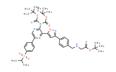 CAS No. 1428935-55-0, Imidodicarbonic acid, 2-[3-[3-[4-[[[(1,1-dimethylethoxy)carbonyl]methylamino]methyl]phenyl]-5-isoxazolyl]-5-[4-[(1-methylethyl)sulfonyl]phenyl]-2-pyrazinyl]-, 1,3-bis(1,1-dimethylethyl) ester