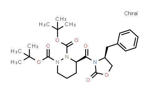 CAS No. 1431561-05-5, 1,2-Pyridazinedicarboxylic acid, tetrahydro-3-[[(4S)-2-oxo-4-(phenylmethyl)-3-oxazolidinyl]carbonyl]-, 1,2-bis(1,1-dimethylethyl) ester, (3R)-