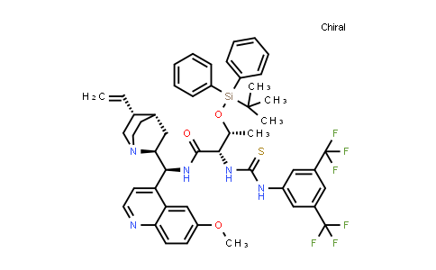 CAS No. 1431636-43-9, (2S,3R)-2-[[[[3,5-Bis(trifluoromethyl)phenyl]amino]thioxomethyl]amino]-3-[[(1,1-dimethylethyl)diphenylsilyl]oxy]-N-[(8α,9S)-6'-methoxycinchonan-9-yl]butanamide