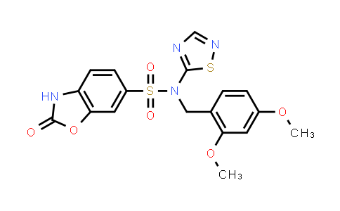 CAS No. 1432514-50-5, N-(2,4-dimethoxybenzyl)-2-oxo-N-(1,2,4-thiadiazol-5-yl)-2,3-dihydrobenzo[d]oxazole-6-sulfonamide