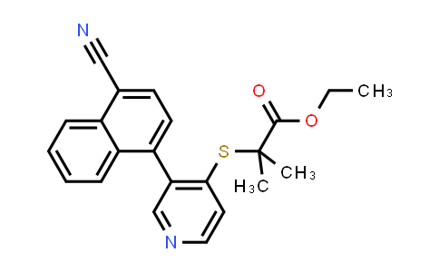 CAS No. 1432589-51-9, Ethyl 2-((3-(4-cyanonaphthalen-1-yl)pyridin-4-yl)thio)-2-methylpropanoate